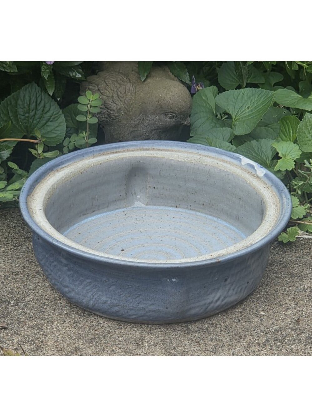 Blue and Gray Hand Thrown Pottery Glazed Planter or Dish Vintage '99 Knight